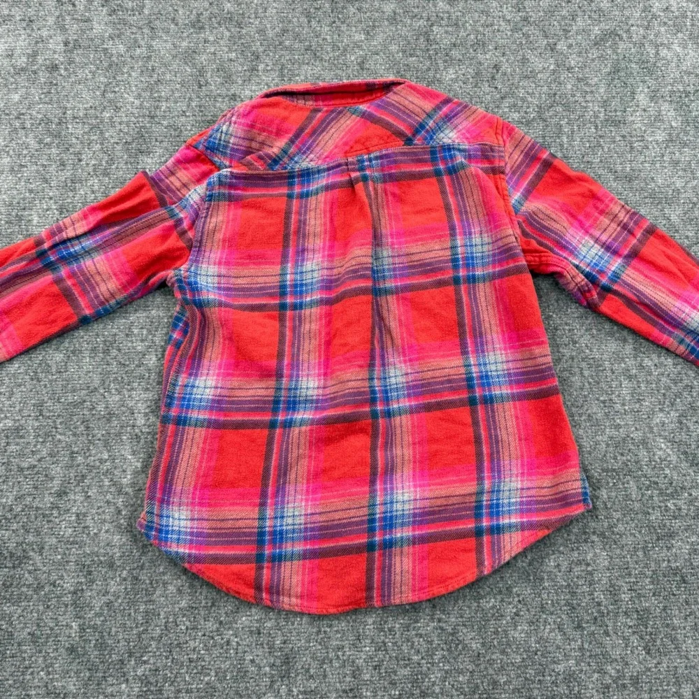 Kids American Eagle Outfitters Flannel Shirt Pink Blue Plaid Favorite Fit Size M